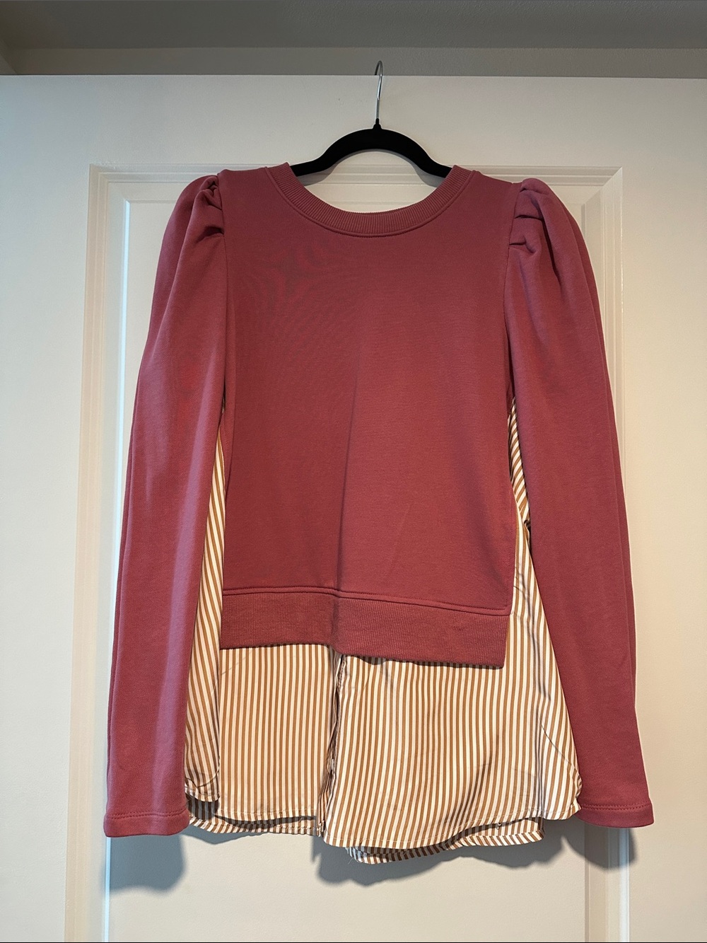 Maeve Mauve-Pink Layered Crewneck Sweater
